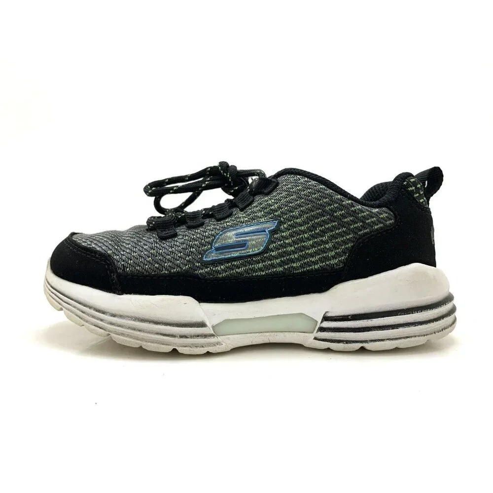 Skechers Unisex Kids Luminators Light Up Sneakers Size 12 Black Lime SN 90730L